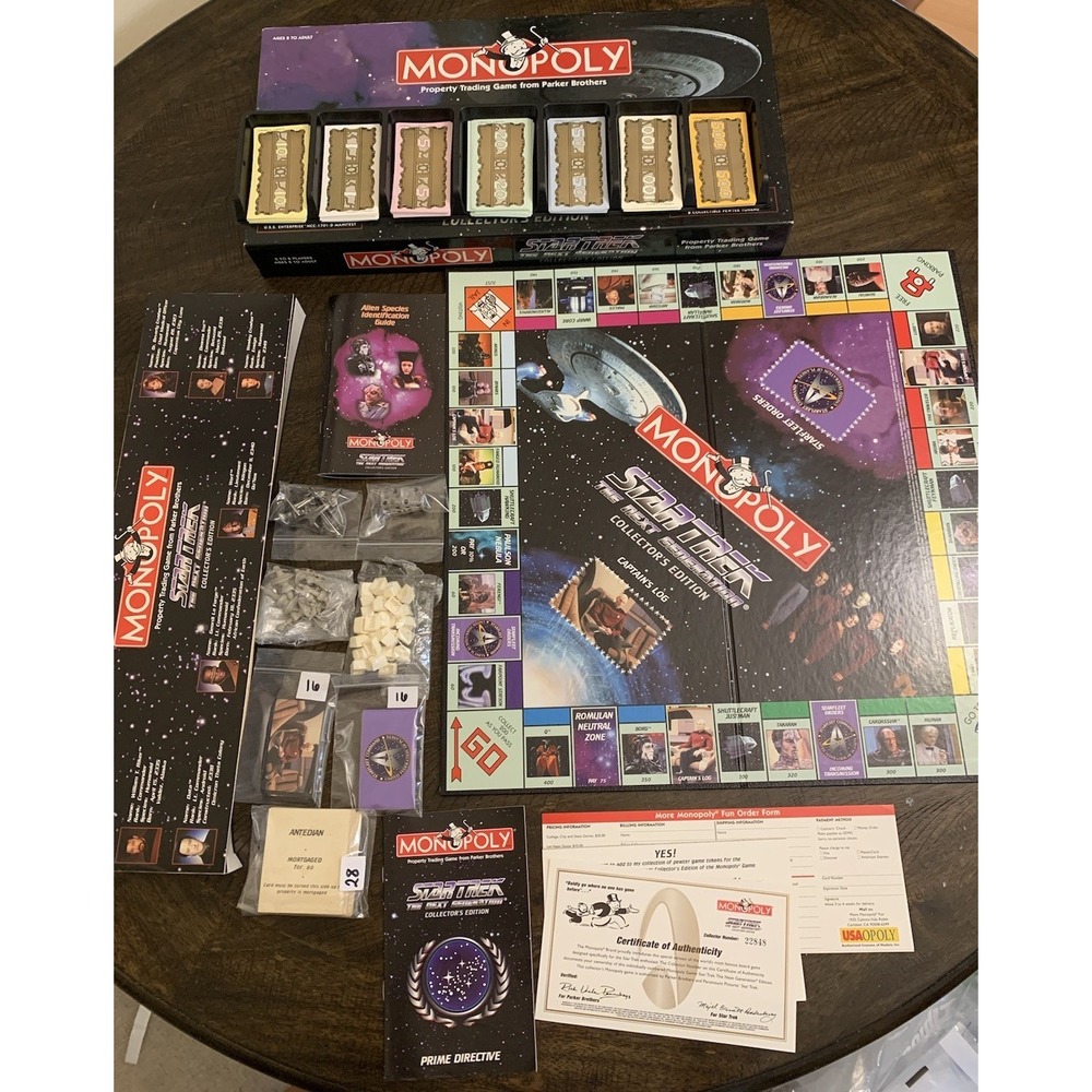 Star Trek The Next Generation Monopoly Collector's Edition 1998 W COA Complete